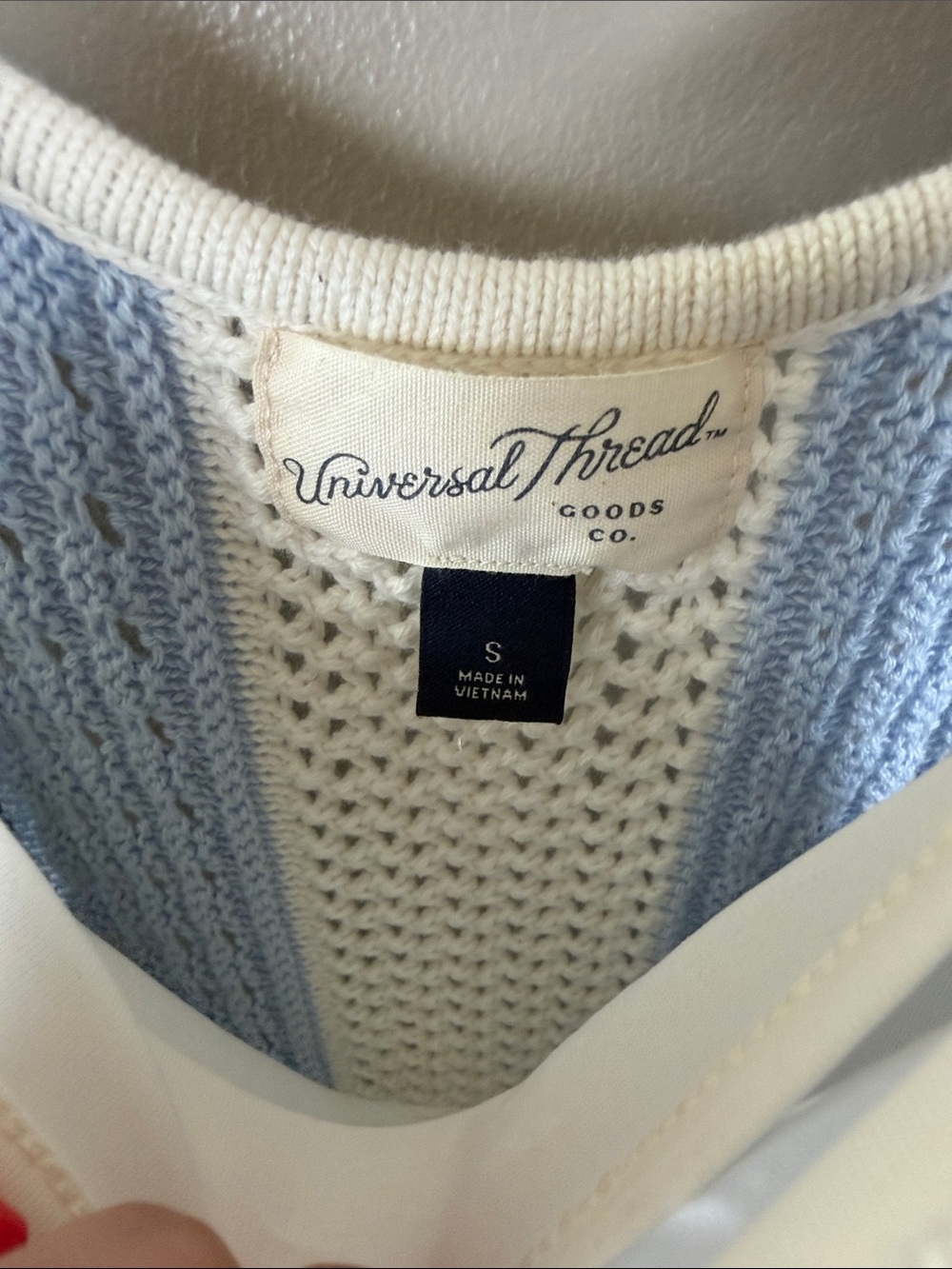 Universal Thread Blue and White Striped Crochet Knit Tank Dress - Picture 4 of 5